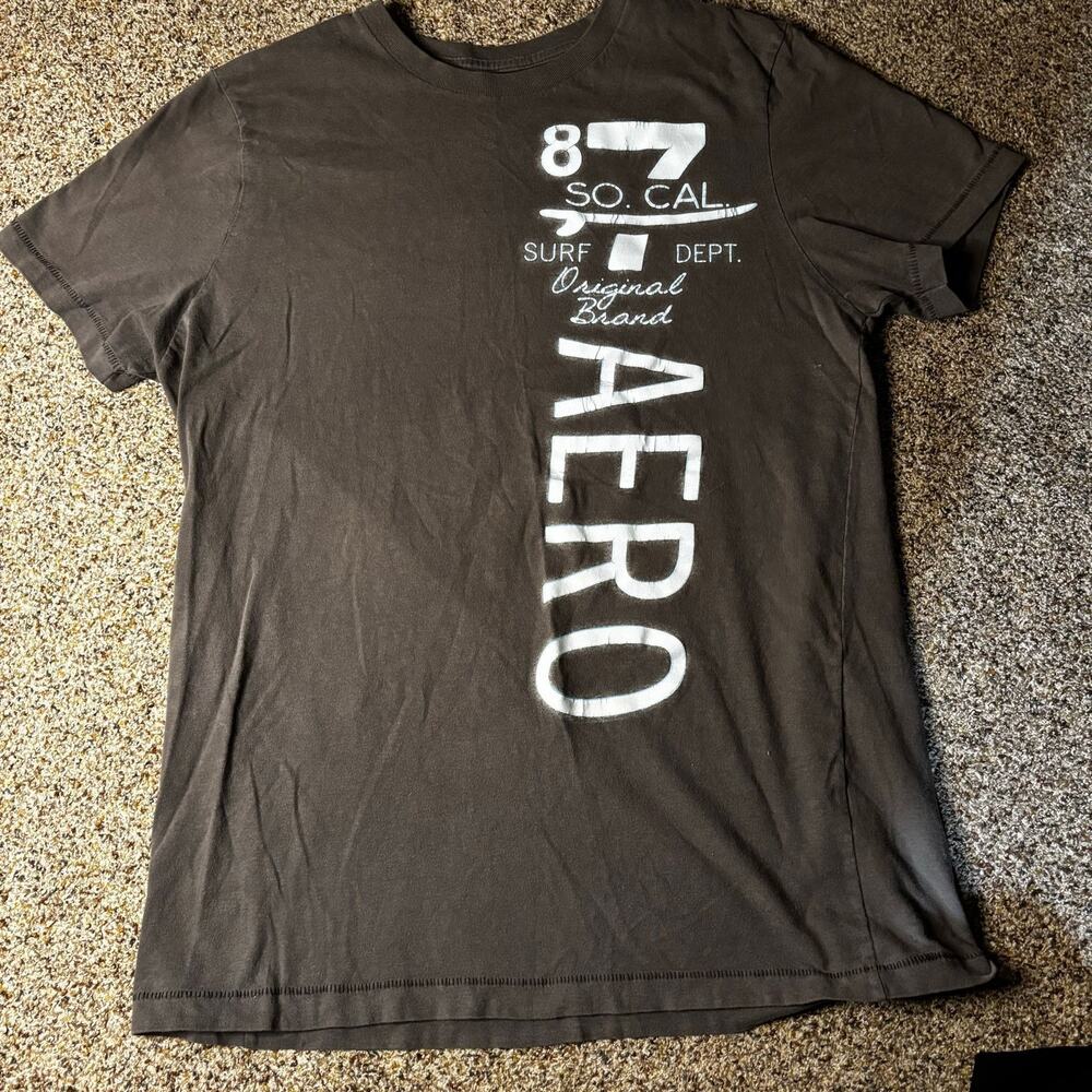 Y2K 2010 Aeropostale grey t-shirt with white text Size XL
